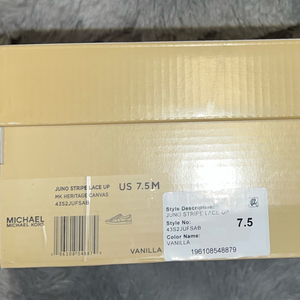 Michael Kors JUNO STRIPE LACE UP MK HERITAGE CANVAS VANILLA - Picture 2 of 8